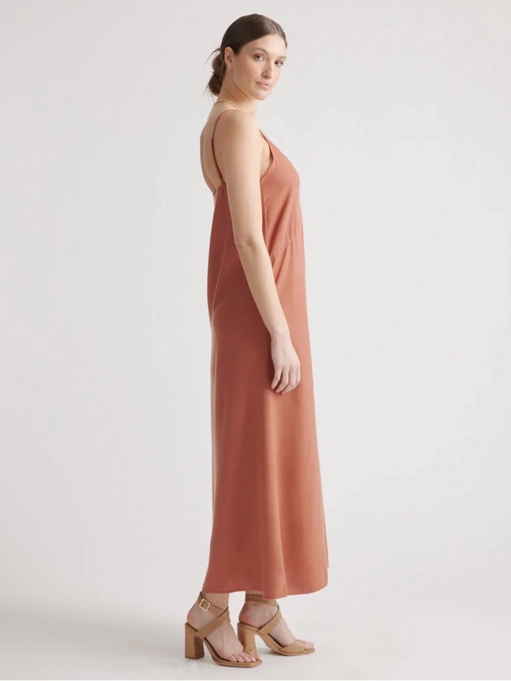 NWOT Quince Vintage Wash Tencel Maxi Slip Dress in Terracotta - Picture 4 of 12